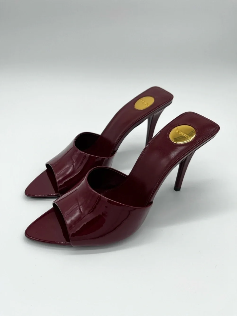Saint Laurent Romy heeled Mules Patent Leather Stiletto Bordeaux - 8 - Picture 3 of 13